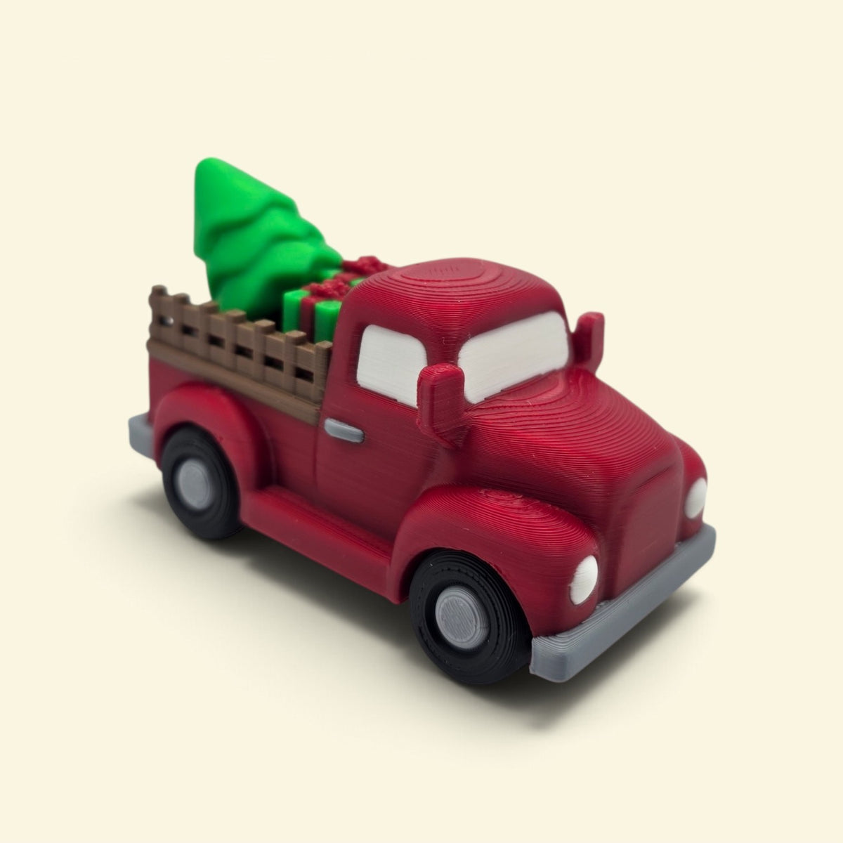 Little Red Truck Hauling a Christmas tree - Clicker with moving wheels!!