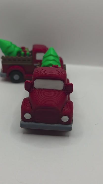 Little Red Truck Hauling a Christmas tree - Clicker with moving wheels!!
